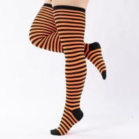 Medias Largas De Pierna Para Mujer Talla Grande Con Estampado Rayado Antideslizantes Para Halloween Accesorio De Costura - details 12
