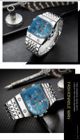 Reloj De Cuarzo Para Hombre Oulm 9315 Plata Oro Azul Zafiro 3 Zonas Horarias Militar Reloj De Pulsera De Acero Completo Marca De Lujo - details 8