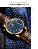 Reloj De Cuarzo Clásico Para Hombre OLEVS Con Correa De Cuero Marrón Y Fechador Resistente Al Agua Dial Digital Estilo De Negocios - details 20