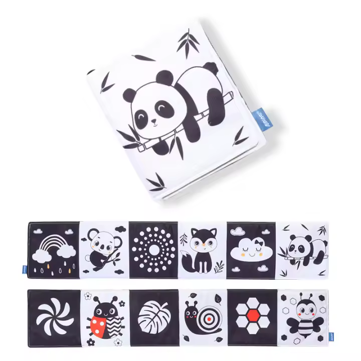 Libro De Tela Suave Para Bebé Juguete De Actividad Sensorial En Negro Y Blanco Alta Contraste Para Cunas Regalos Para Recién Nacidos De 0 a 12 Meses - 1