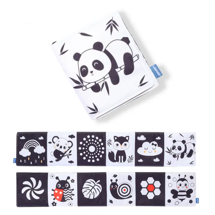 Libro De Tela Suave Para Bebé Juguete De Actividad Sensorial En Negro Y Blanco Alta Contraste Para Cunas Regalos Para Recién Nacidos De 0 a 12 Meses - 1
