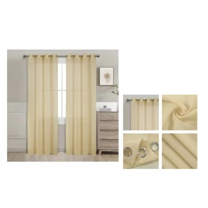 Pack de 2  Cortina Visillo Translúcida de salón / habitación Liso Colores Pack de 2 unidades 140 x 220 cm - 140 x 260 cm - 1