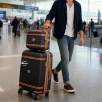 S7 STAR Juego de 2 maletas de viaje, Báscula de equipaje, Carcasa Ligera de PP, Asa con bloqueo a 3 alturas,Maleta grande, mediana y de cabina con un neceser,Trolleys,Ruedas Silenciosas Giratorias, Cerraduras de combinación,Equipaje de Bodega - details 0