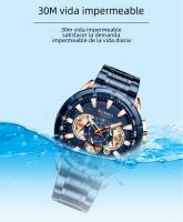 Reloj Deportivo Casual CURREN Para Hombres Con Cronógrafo Y Pantalla Grande De Acero Inoxidable Luminoso Resistente Al Agua Y De Cuarzo - details 7