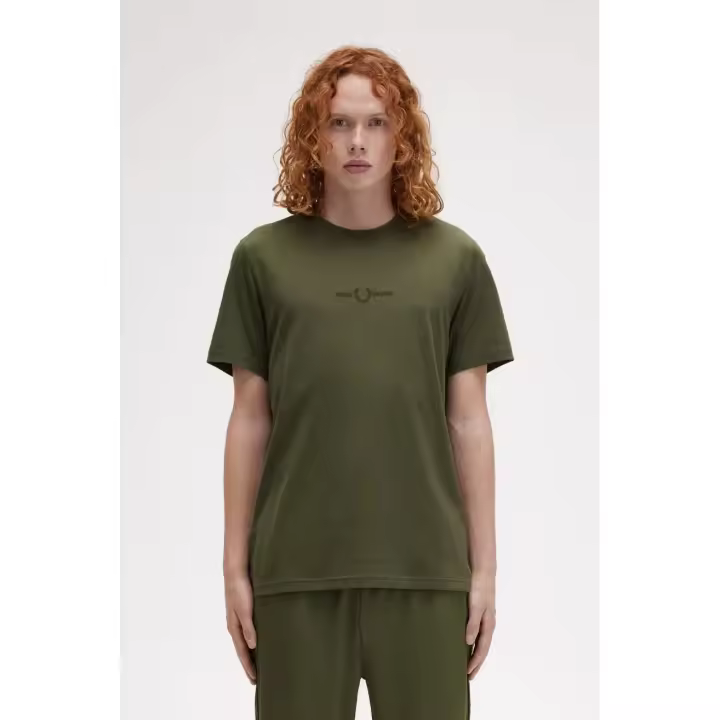 Fred Perry Camiseta Hombre Logo Bordado Verde     Camiseta hombre - 1
