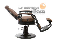 Sillón Clásico De Barbero LBH  Hidráulico Estilo Retro Vintage Con Reposapies Integrado Modelo Mae Black - Color Marrón - details 1