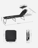 Tumbona Plegable con Parasol y Respaldo Reclinable, Ideal para Jardín, Piscina y Terraza, 193x53x29 cm, Capacidad de 150 kg - details 15