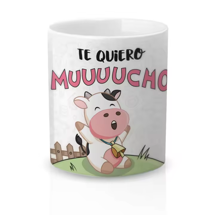 Taza cerámica Regalo Original Amor y Amistad. Resistente 100% al microondas y lavavajillas. Taza con Frase Te quiero muuuucho - 1