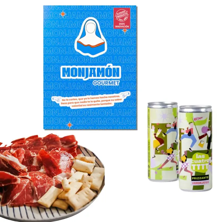 10 SOBRES DE JAMÓN DE BELLOTA 100% IBÉRICO +36 Meses PREMIUM + Vino Frizzante Verdejo REGALO [ELEGIDO PRODUCTO DEL AÑO  2025 ] - 1