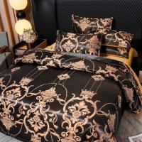 Conjunto De Cama De Lujo Jacquard Tamaño Rey Colcha De Edredón Con 2 Fundas Para Almohada (1 Funda Para Almohada Individual) Color Negro Floral Alta Calidad Poliéster 100% - details 5