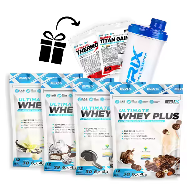 ERIX NUTRICION | PACK SABORES ULTIMATE WHEY PLUS +  SHAKER "REGALO" | Pack Ahorro | Recuperación Muscular | Proteína de Suero de Alta Pureza | Desarrollo Muscular | Proteínas para Masa Muscular - 1