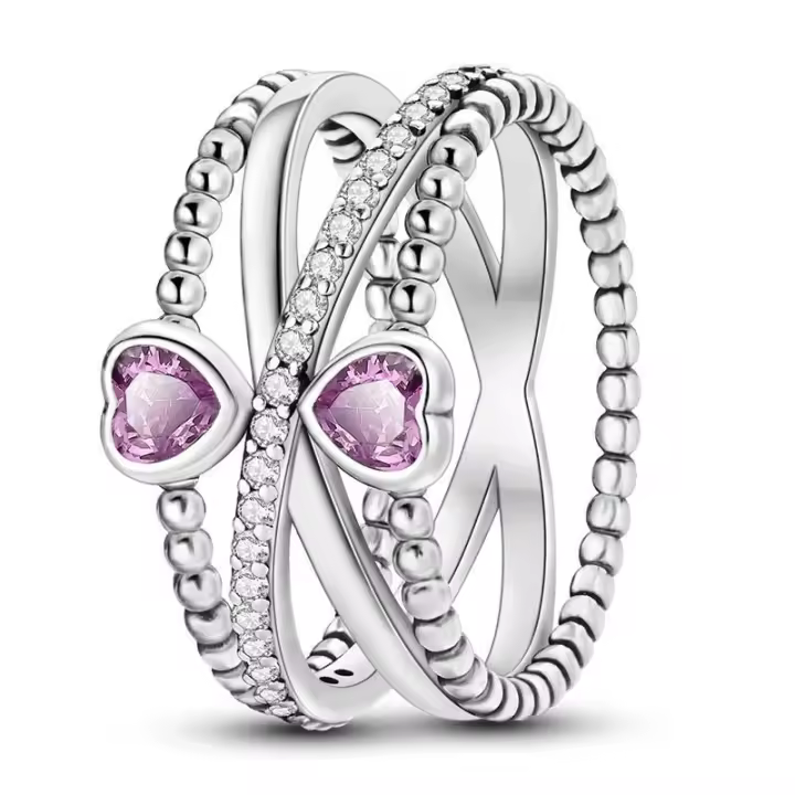 Anillo Romántico De Amor En Plata De Ley 925 Para Mujer Joyería De Boda DIY Regalo Original De San Valentín Y Cumpleaños - 1