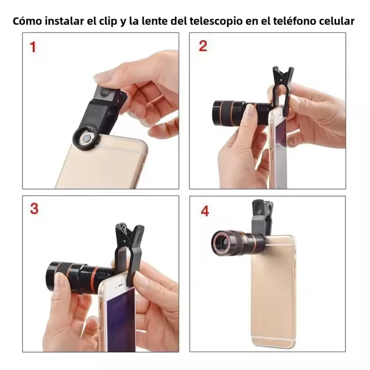 Lente De Teléfono Móvil Con Zoom De 12X Y Telescopio Externo Universal Clip Para Ver Juegos De Fútbol Y Reloj - 1