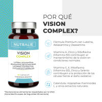 Vision Complex Luteína + Zeaxantina + Astaxantina - Vitaminas C E y A - Para Ojos - Complejo 18 Ingredientes con Zinc Selenio Cobre Licopeno + Tiamina Riboflavina - 60 Cápsulas Nutralie - details 1