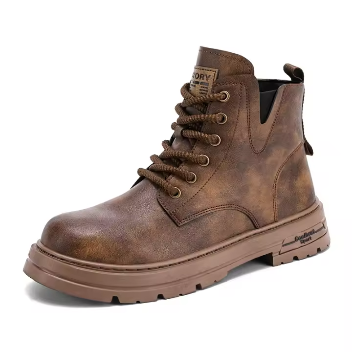 Botas De Trabajo Para Hombre Coreanas Contraídas Y Transpirables De Cuatro Estaciones Suela Suave Antideslizante Para Exteriores Botas De Piel PU De Alta Comodidad Y Moda - 1