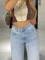Women's Denim Ripped Straight Pants High Waist Elastic Slim Fit Casual Cotton Polyester Spandex Full Length Jeans - details 1