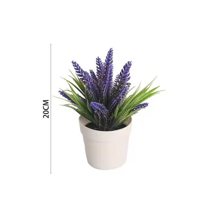 Poenia Arte Floral - Planta Lavanda Artificial en Maceta 20cm 2pcs - REF 631005 - Decoración Hogar - 1