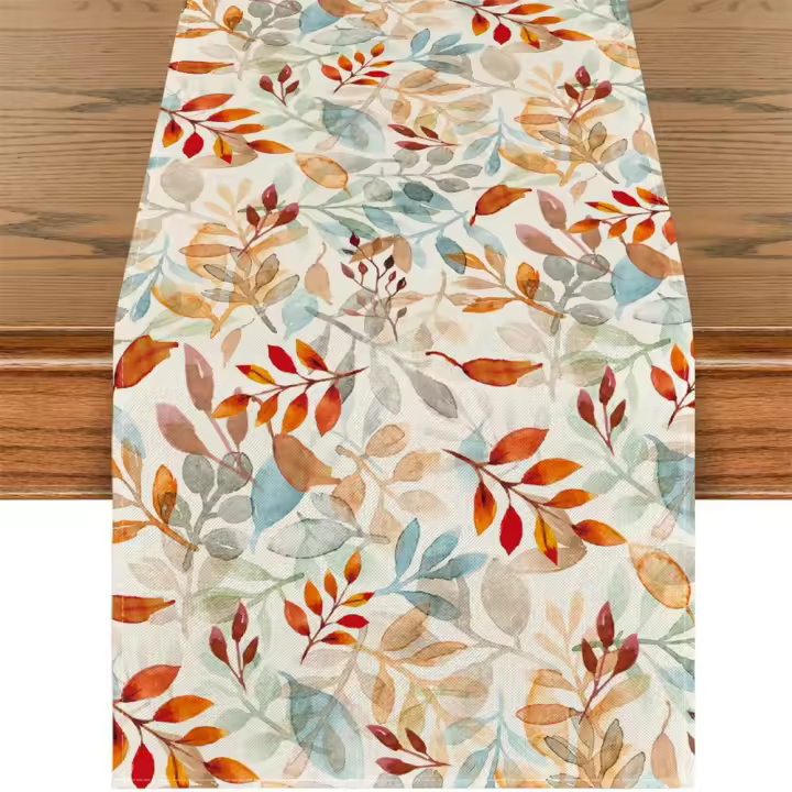Camino de Mesa with Hojas de moda, decoración de Mesa de cocina de temporada, 33x183cm - 1
