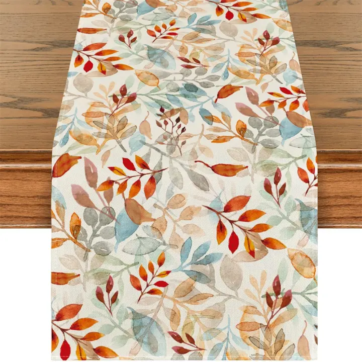 Camino de Mesa with Hojas de moda, decoración de Mesa de cocina de temporada, 33x183cm - 1