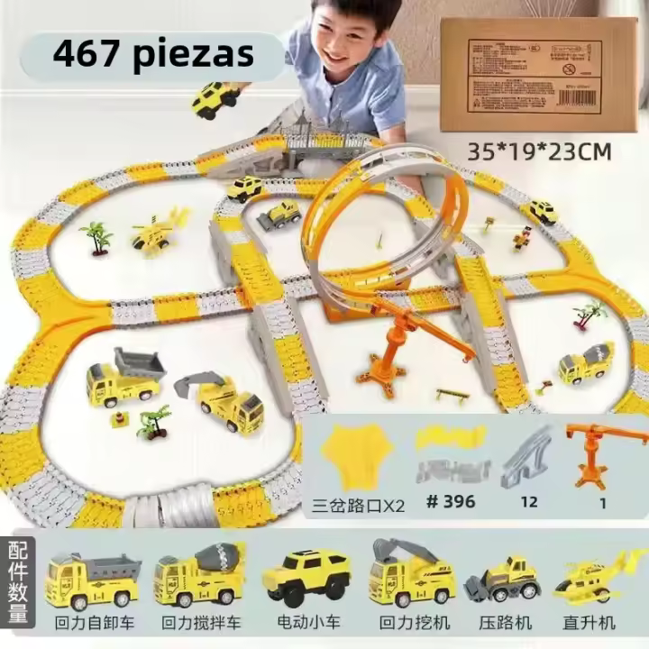 Coche De Carril Para Niños Modelo De Tren Eléctrico Juguete De Puzzle Pequeño Coche De Carril Glide Para Niños Mayores De 7 Años - 1