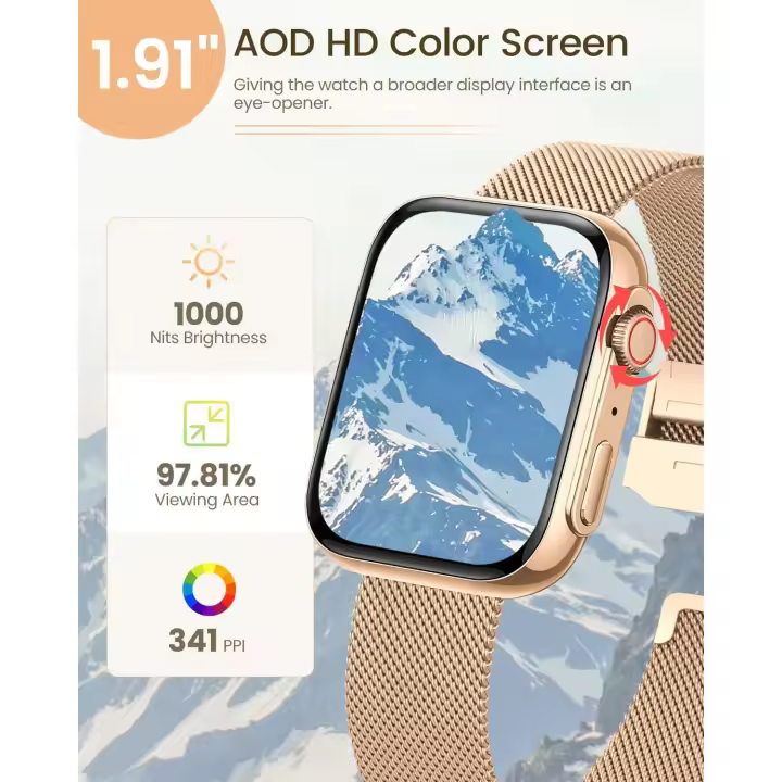 Reloj Inteligente AMOLED 1,85 para Mujeres 2024 with Modo de Deporte 120 + Rastrador de Fitness Pulsera de Presión Arritmia Llamada HD in Prueba de Agua IP68 - 1