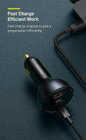 Baseus Car Charger 160W QC 5.0 Carga Rápida Doble Tipo C USB Para iPhone 15 14 13 12 pro Laptops Tabletas Cargador De Coche - details 3