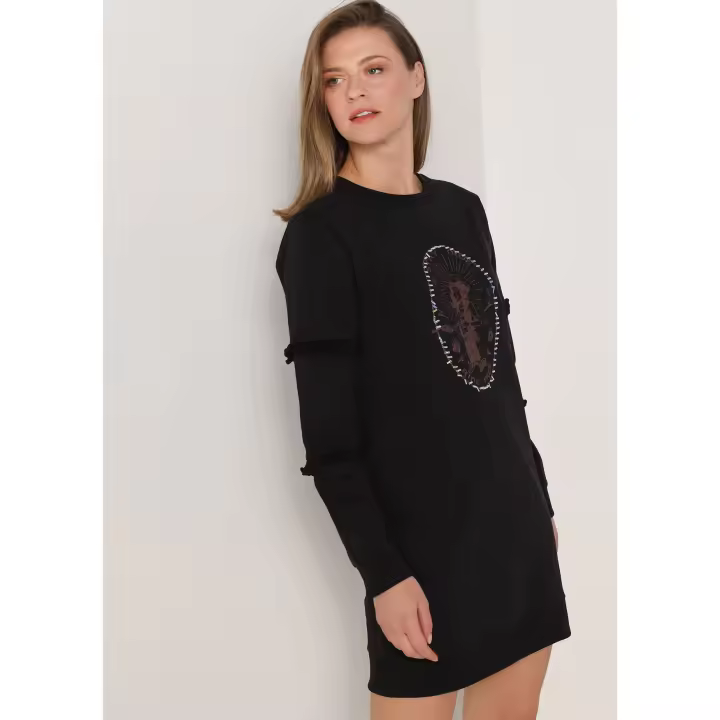 LOIS JEANS - Vestido corto de volantes con manga grafica - 1