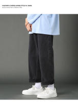 Nuevos Jeans Casuales Para Hombre 2024 Estilo Coreano Hip Hop Rectos De Pierna Ancha Pantalones Vaqueros Couple En Negro Y Azul Claro Cierre De Cremallera Talla Media - details 13