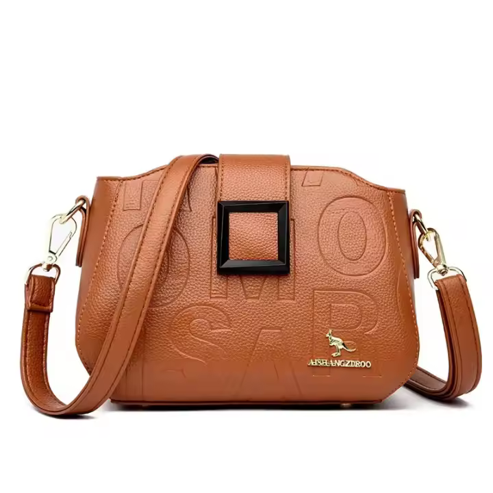 Bolso Bandolera De Mujer Con Hebilla Cuadrada Capacidad Grande Estilo Casual Lujoso Diseñador Bolso De Mano Para Viajes - 1