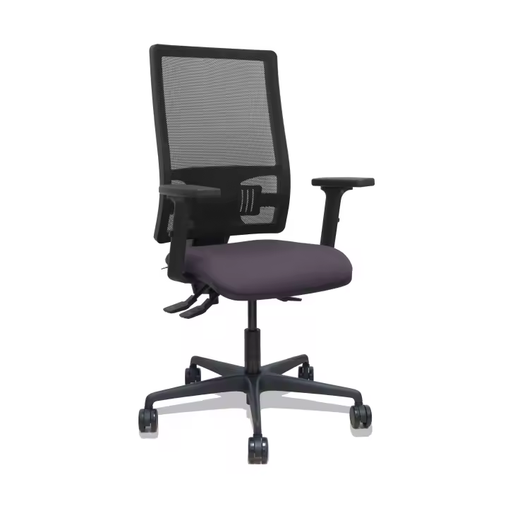 Silla Bormate asincro malla negra asiento bali gris oscuro brazos 2D ruedas 65mm - 1