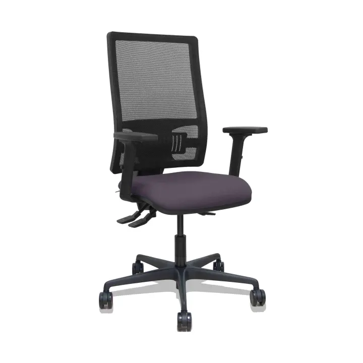 Silla Bormate asincro malla negra asiento bali gris oscuro brazos 2D ruedas 65mm - 1