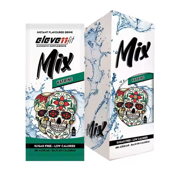 Eleven Fit Mix Instantáneo, Caja de 12 Sobres Sabor Katrine - Prepara 1.5L de Bebida Saludable - Sin Azúcar, Baja en Calorías y Carbohidratos - Ideal para Agua/Leche, Cocinar y Preparar Postres - Mejora tu Dieta - Apto para Adultos y Niños - 1