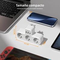 TESSAN Enchufe Europeo Con 3 Salidas AC + 2 Puertos USB + 1 Tipo C Adaptador De Enchufe 6-en-1 Cargador De Pared Para Hogar Y Oficina - details 5