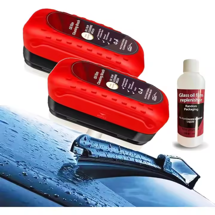 Cepillo limpiador de película de aceite para automóviles, limpiador de parabrisas, cepillo limpiador de película de aceite para ventanas de coche, tablero universal para limpieza de vidrios con 100 ml de reponedor para mejorar la claridad y la visibilidad - 1