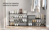SONGMICS Zapatero de 4 Niveles, EstanterÍa de Zapatos, EstanterÍa de Metal, para 16 a 20 Pares de Zapatos, Estante Apilable, para Pasillo, SalÓn, Dormitorio, 30 x 92 x 74 cm, Negro - details 1