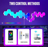 Lámpara De Pared Hexagonal Inteligente RGB Luz Nocturna Cambiante Para Ambiente DIY Forma Música Rítmica Control APP Para Game Room Dormitorio - details 8