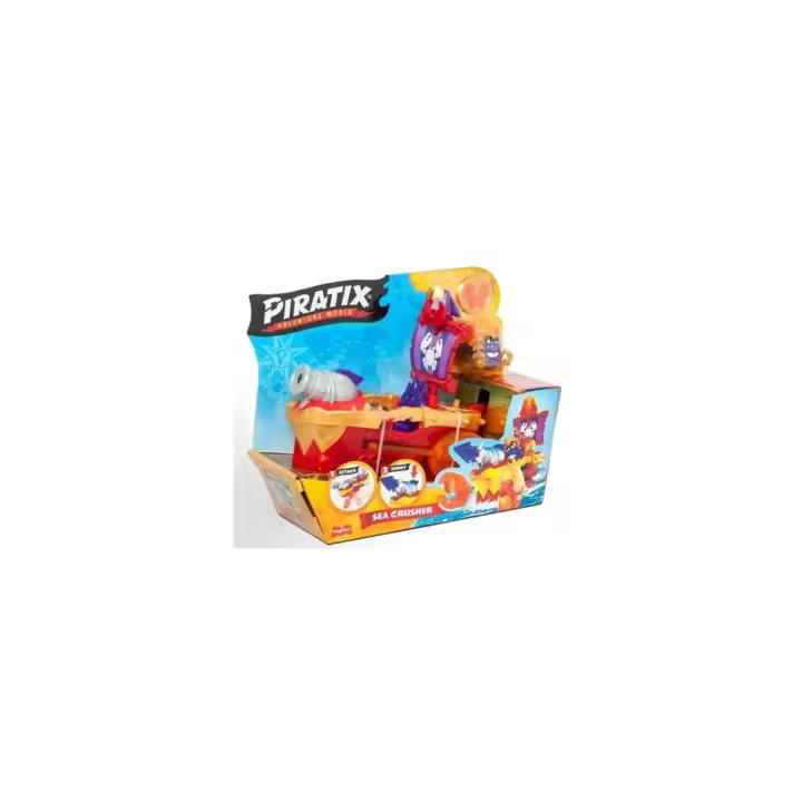 Barco Piratix Pirate Ship con su capitan, tesoro exclusivo y moneda (Sky Hunter o Sea Crusher) 15,7x20x7,4cm - Modelos surtidos (Magic Box PPXSP114IN00) - 1