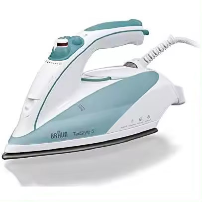 Tefal Braun Textstyle TS515 - Plancha de Vapor, Suela de Eloxal, 2000 W, Golpe de Vapor 150g/min, Sistema Antigoteo, Antical, Turquesa - 1