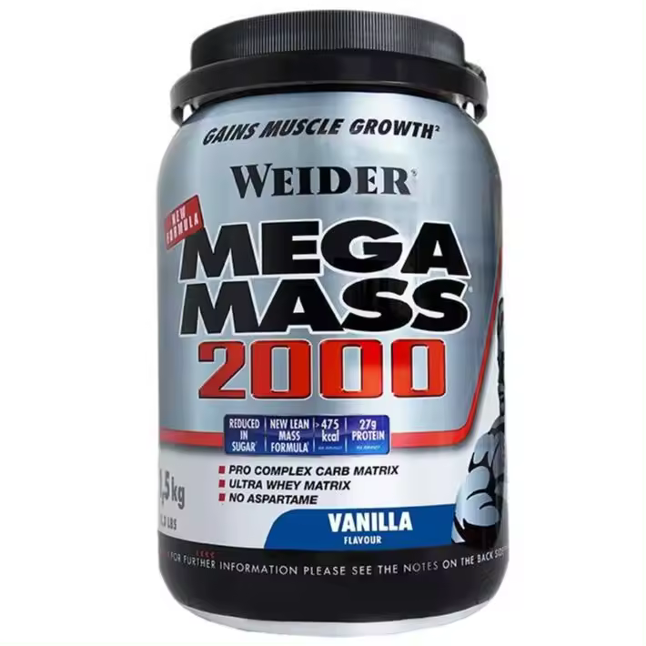 Weider Mega Mass 2000 1,5Kg - Gainer para Incremento de Masa Muscular con Menos Azúcares y Proteína de Alta Calidad - 1