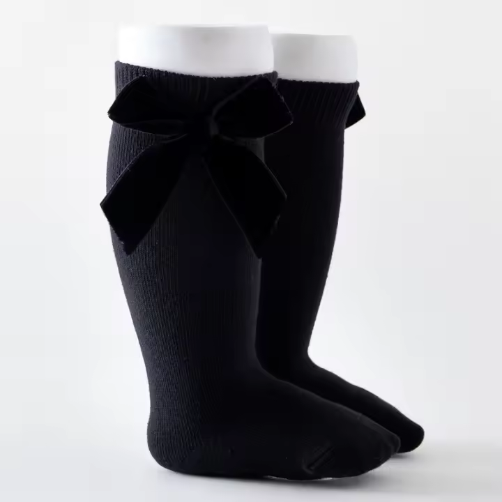 Calcetines De Navidad Para Bebés Niñas Otoño Invierno Big Bow Calcetines Largos Rodilleras Suaves De Algodón Para Niños 0-5 Años - 1