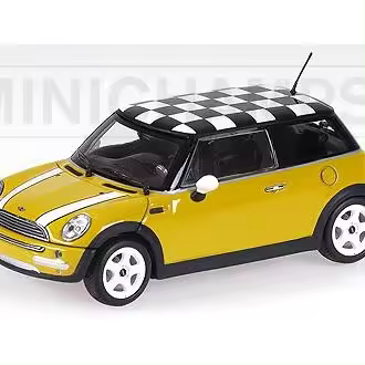 MINICHAMPS 1/43 MINI UNO 2001 CON TECHO A CUADROS FLAG AMARILLO-431138104 - 1