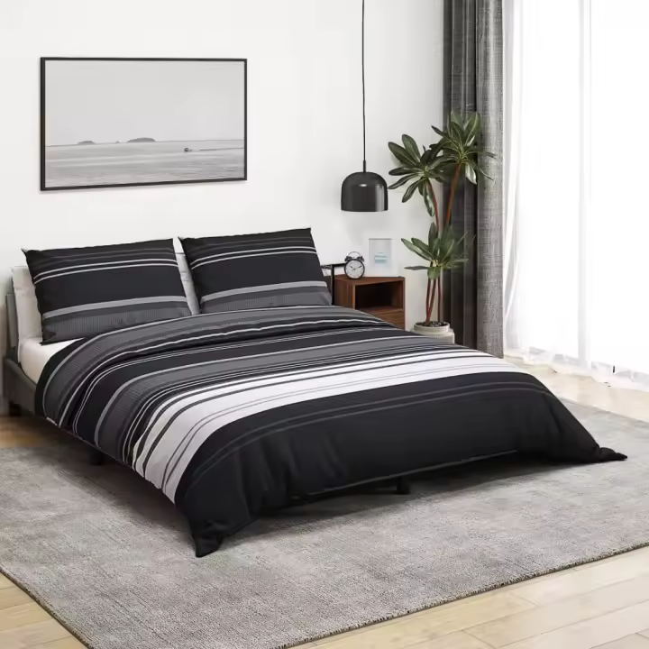 Juego de funda nórdica algodón negro y blanco 225x220 cm - 1
