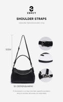 Bolso De Hombro Para Mujer Zency De Cuero Genuino Suave Negro Caqui Beige Gran Capacidad Con Dos Correas Bolso Crossbody - details 5