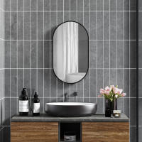 HOMCOM Espejo de Baño Espejo de Pared Espejo Decorativo con Marco de Aluminio y Gancho Fácil Instalación para Salón Entrada Pasillo Negro - details 1