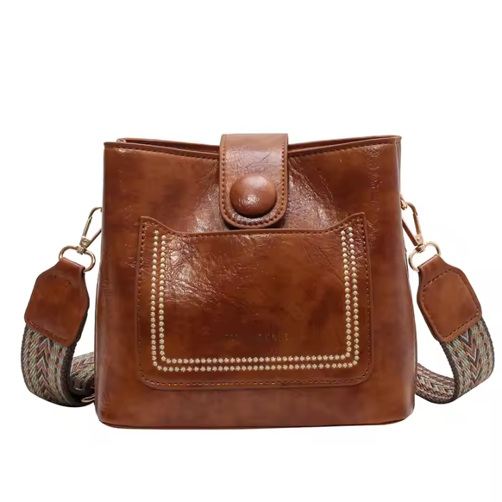 Bolso Bandolera De Cuero PU Vintage Para Mujer Lujo Diseñador Negro Bolso De Hombro Con Cadena Estilo Elegante Y Versátil - 1