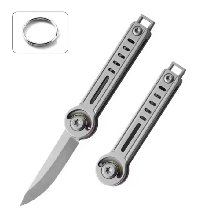 Cuchillo Plegable Mini Con Hoja De Acero Inoxidable Llave De Cadenas Colgante Portátil Para Viajes Y Camping Herramienta De Corte - 1