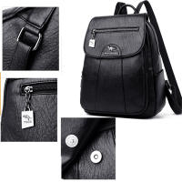 Mochila Para Mujer 2022 Nueva De Cuero Suave De Alta Calidad Banda De Hombro Arco Gran Capacidad Para Viajes Y Escuela Color Negro - details 3