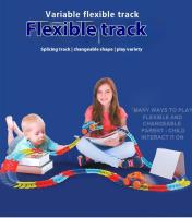 Juguete De Carriles Eléctricos Recargables Para Niños Con Coche De Goma Suave Y Flexible No Deriva Juego De Construcción DIY - details 0