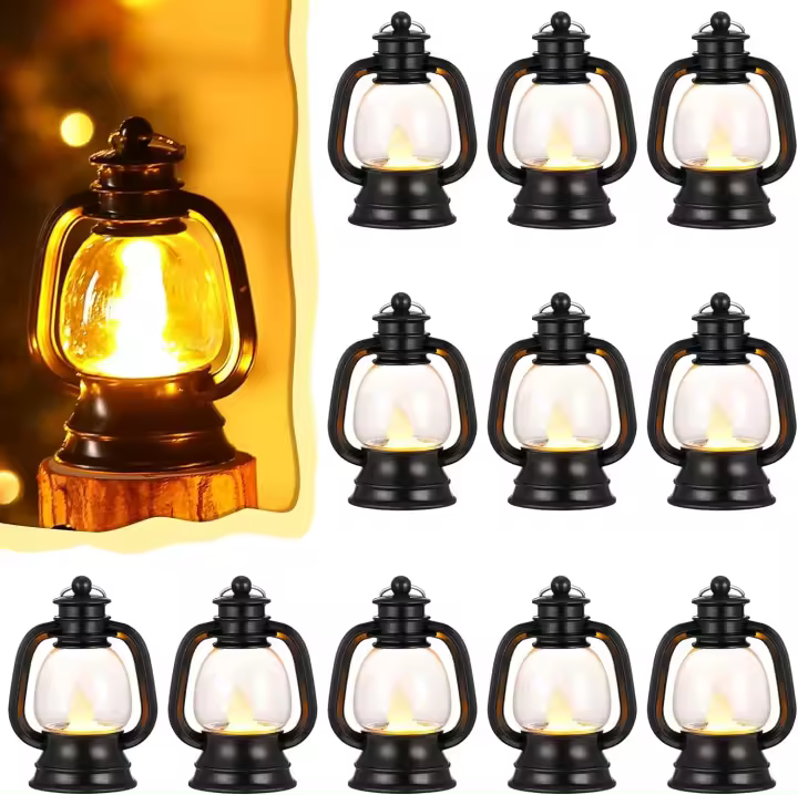 Mini Lanterna Decorativa Con Vela LED 4 Pulgadas 12 Piezas Colgantes Para Camping Centros De Mesa Vintage Ornamentos De Fiesta - 1