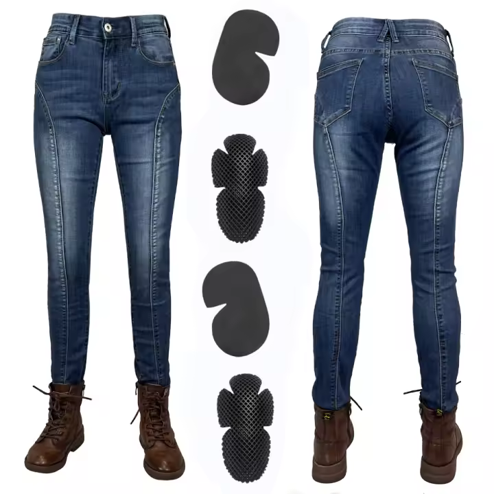 Pantalones De Motocicleta Para Mujer Jeans Protectivo Azul Equipamiento De Seguridad Pantalones De Motocross Trousers Moto Gear - 1